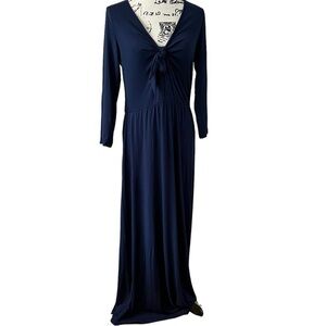 Lovappella 3/4 sleeve knit jersey maxi dress ladies size large navy blue